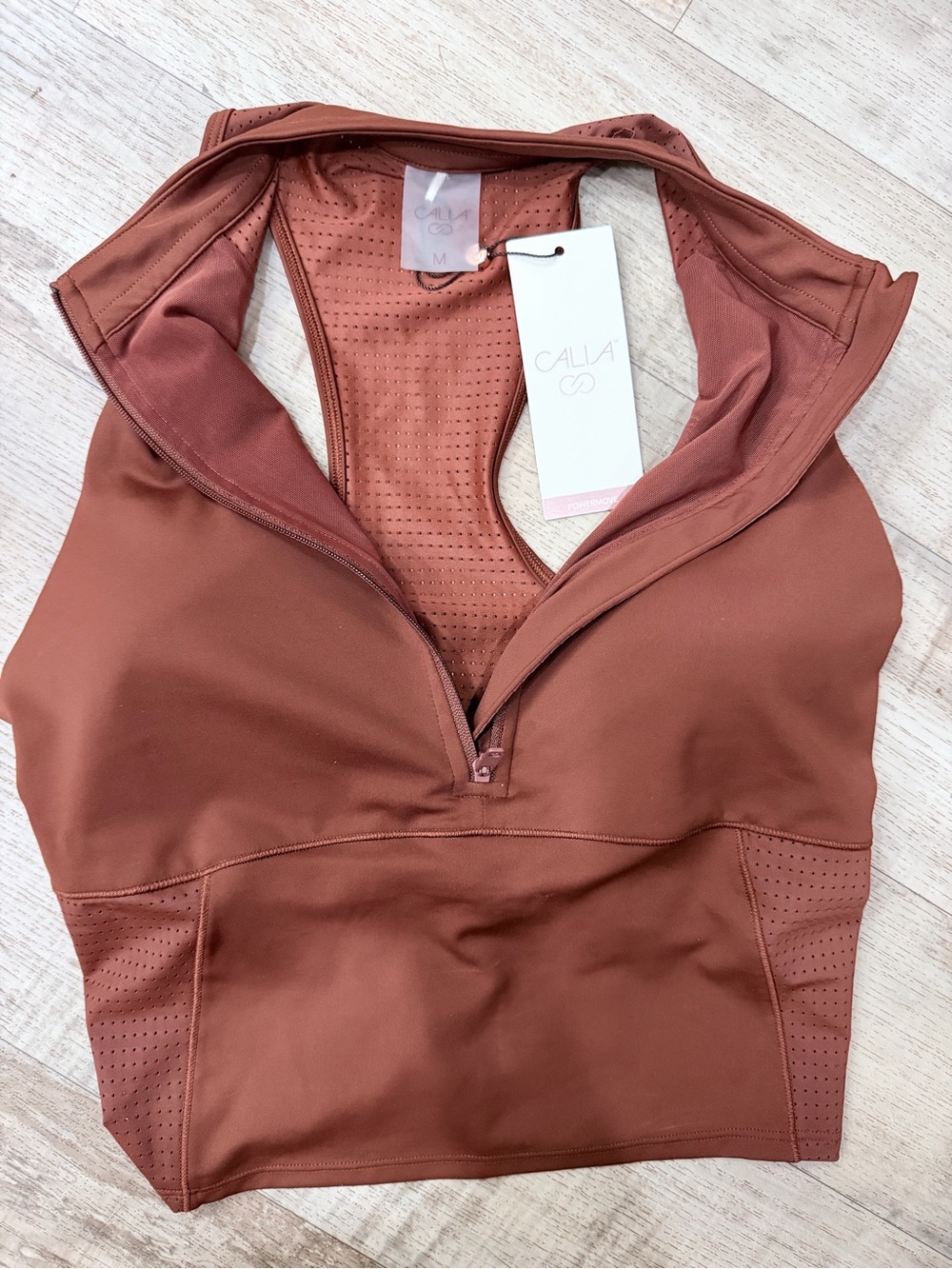 CALIA by Carrie Underwood Rust Brown Zip-Front Tank - Picture 5 of 5